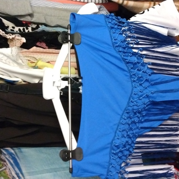 Royal blue women's bikini bottom with tassels around Sz XXL New - Picture 7 of 17
